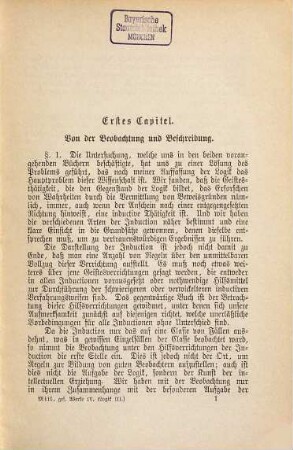 John Stuart Mill's Gesammelte Werke, 4. System der deductiven und inductiven Logik ; Band 3