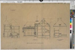 Coesfeld (Coesfeld) Lehrerseminar Hauptbau Schnitte (1911) 1 : 100 59 x 89 Zeichnung Staatshochbauamt Münster