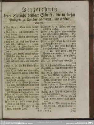 Verzeichniß derer Sprüche heiliger Schrift, die in diesen Predigten zu Exordiis gebrauchet, und erkläret worden