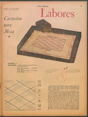 Labores [Dibujo] : Carpetita para mesa