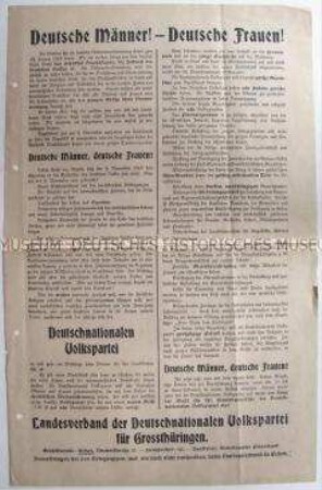 Sonderdruck der DNVP zur Landtagswahl in Thüringen 1920