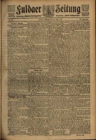 Erste Ausgabe vom Mittwoch, den 21. Juli 1909.