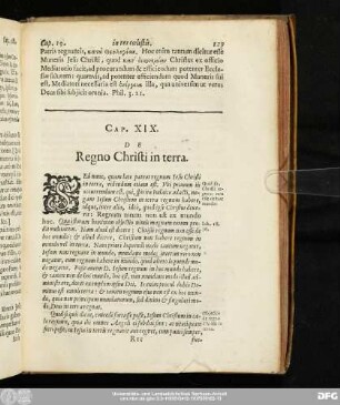 Cap. XIX. De Regno Christi in terra.