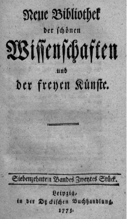 Siebenzehnten Bandes zweytes Stück