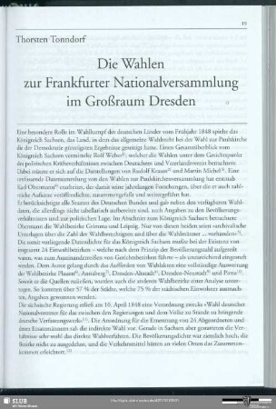 Die Wahlen zur Frankfurter Nationalversammlung im Großraum Dresden