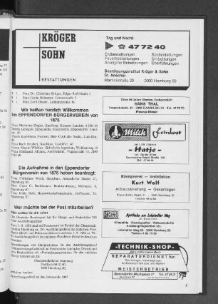 Wir heißen herzlich Willkommen im Eppendorfer Bürgerverein von 1875
