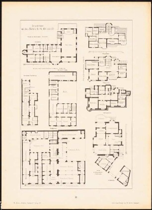 Grundrisse Neckarelz, Berlin, Dresden-Löbtau, Darmstadt: Grundrisse (aus: Moderne Neubauten, 4.Jg., 1898ff, hrsg. W. Kick)