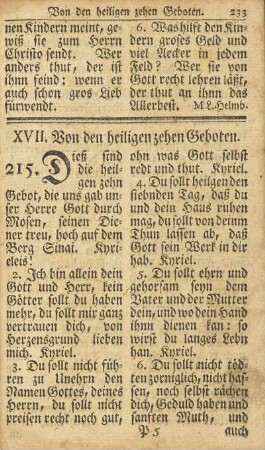 XVII. Von den heiligen zehen Geboten.