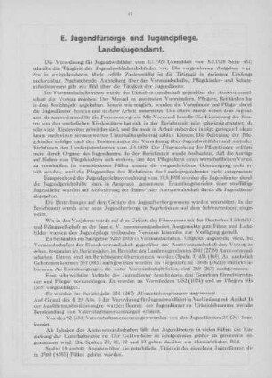 E. Jugendfürsorge und Jugendpflege, Landesjugendamt.