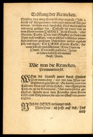 Wie man die Krancken. Communiciren sol