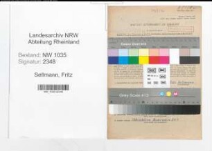 Entnazifizierung Fritz Sellmann , geb. 08.05.1906 (Reviersteiger)