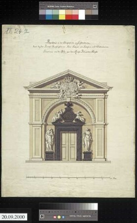 Aufriss des Portals der Begräbniskapelle der beiden Kurfürstinnen Anna Sophie von Sachsen und Wilhelmine Ernestine von der Pfalz, Prinzessin von Dänemark in der Schlosskirche Lichtenburg