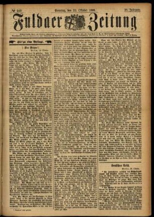 Erste Ausgabe vom Sonntag, den 22. Oktober 1893.