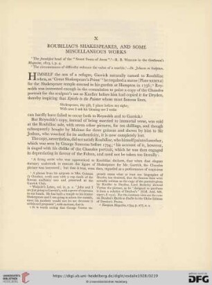 X Roubiliac's Shakespeares, and some Miscellaneous works