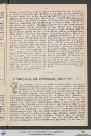 Frühlingstage der Straßburger Reformation (1521).
