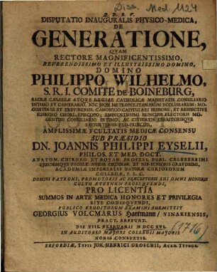 Disputatio Inauguralis Physico-Medica, De Generatione
