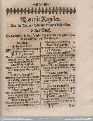 Das erste Register. Uber die Bücher/ Hauptstücke und Obschriften.