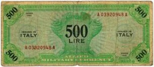 Geldschein, 500 Lire (ITL), 1943