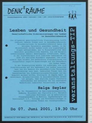 Lesben und Gesundheit : Gesellschaftliche Diskriminierungen von Lesben im Gesundheitsbereich