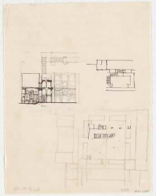 Thiersch, Friedrich von; München; Justizpalast - Treppenhaus (Grundrisse, Schnitt)