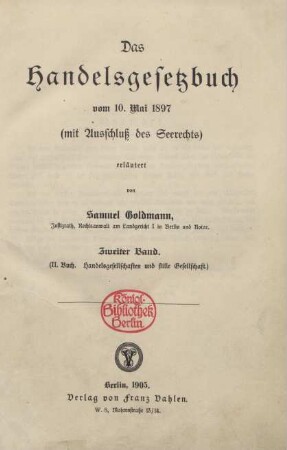 Bd. 2: (II.Buch. Handelsgesellschaften und stille Gesellschaft)