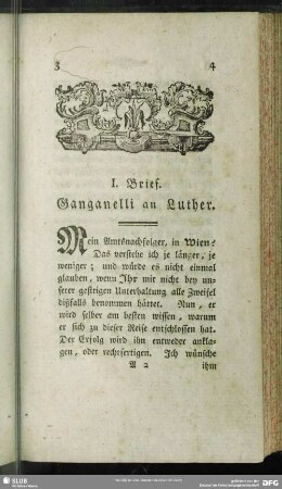 I. Brief. Ganganelli an Luther