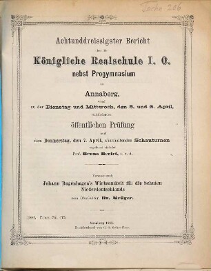 Bericht über die Königliche Realschule I.O. nebst Progymnasium zu Annaberg : womit zu den ... stattfindenden öffentlichen Prüfungen ... ergebenst einladet. 1880/81 = 38
