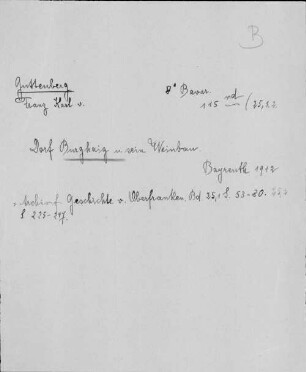 Alter Realkatalog (1501-1952), Teil Bayern, Burgh. Burgh - BSB Cbm Cat. 805(1 b Burgh