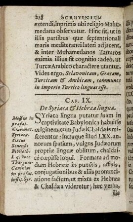 Cap. IX. De Syriaca & Hebræa lingua.