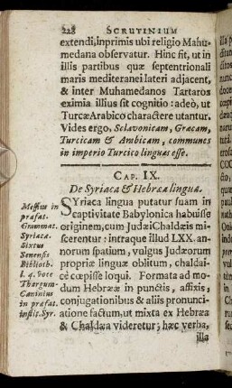 Cap. IX. De Syriaca & Hebræa lingua.