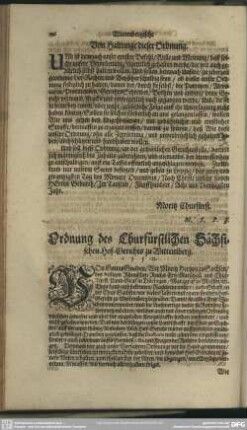 Ordnung des Churfürstlichen Sächsischen Hof-Gerichts zu Wittemberg