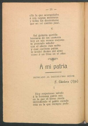 Á mi patria : Dedicado al distinguido señor F. Gándara (hijo)