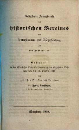 Jahresbericht. 1847/48 (1848) = Jg. 18