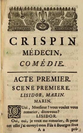 Crispin médecin : comédie en prose en trois actes