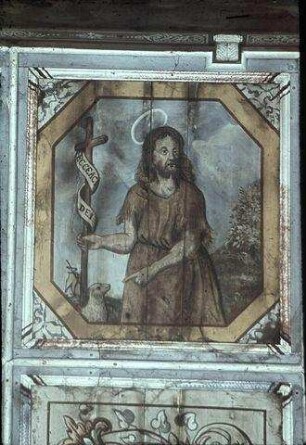 Maria, Christus, Engel und Heilige zwischen Ornamentfeldern