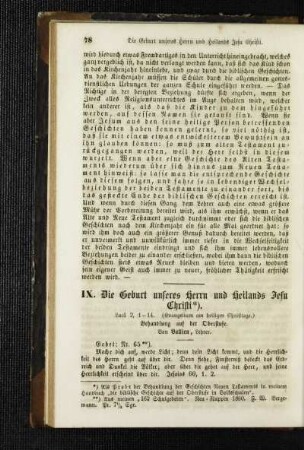 ¬Die¬ Geburt unseres Herrn und Heilands Jesu Christi : Lucä 2, 1-14 ; (Evangelium am heiligen Christtage) ; Behandlung auf der Oberstufe
