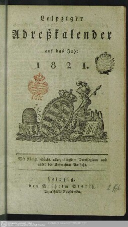 1821: Leipziger Adreßkalender : auf d. Jahr ...
