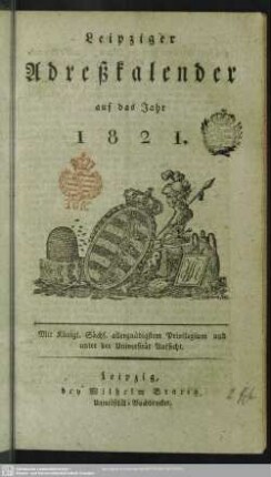 1821: Leipziger Adreßkalender : auf d. Jahr ...