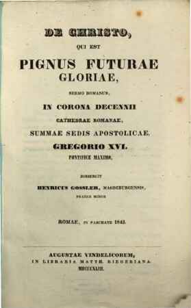 De Christo, Qui Est Pignus Futurae Gloriae : Sermo Romanus