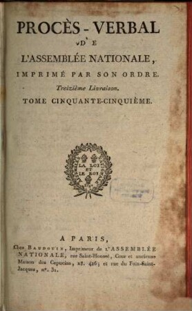 Procès-verbal de l'Assemblée Nationale. 55. 1791