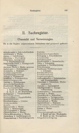 II. Sachregister