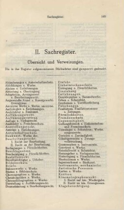 II. Sachregister