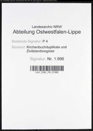 Kirchenbuchduplikat der kleinen evangelischen Marien- oder Stiftsgemeinde (GHT 1819-1824). (Gemeinde: Lippstadt, kleine evangelische Marien- oder Stiftsgemeinde)