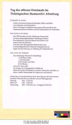 Originaltitel: Tag des offenen Denkmals im Thüringischen Staatsarchiv Altenburg am 10. September 2006