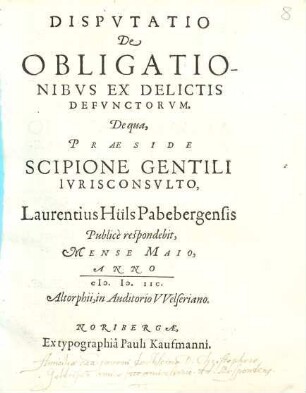 Disputatio de obligationibus ex delictis defunctorum