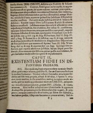 Caput II. Existentiam Fidei In Infantibus Probans