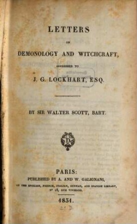 Letters on Demonology and Witchcraft : adressed to J. G. Lockhart, Esq.