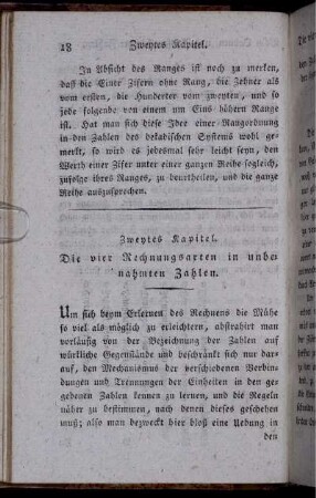 Zweytes Kapitel. Die vier Rechnungsarten in unbenahmten Zahlen.