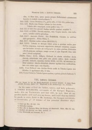 VIII. Holbein's Testament.