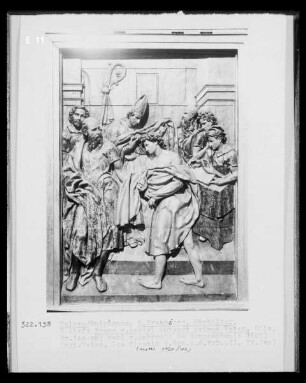 Hochaltar, Relief: Franz von Assisi entsagt seinem Vater